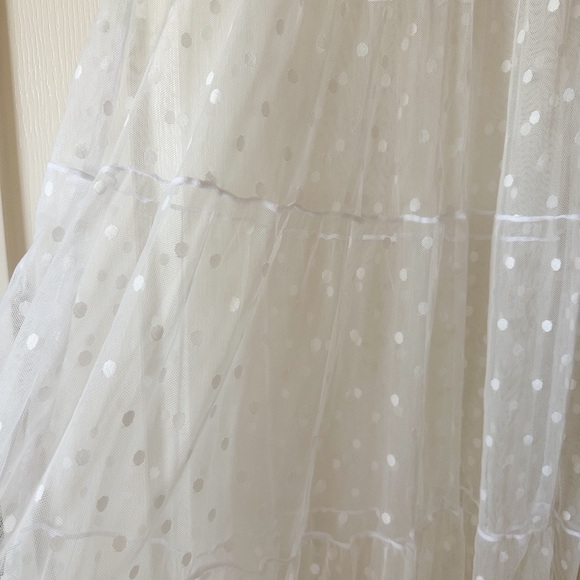 SHEIN white polka dot sheer mesh maxi skirt NWOT large - Picture 4 of 7